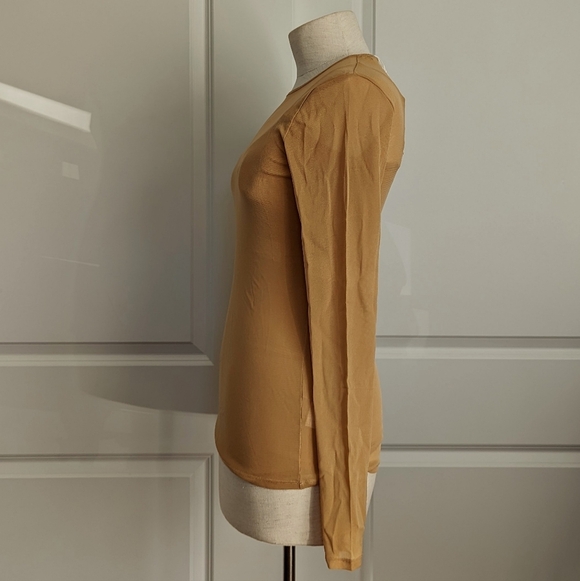 Vince Layered Top Sheer Mesh Crew Neck With V-Neck Camisole Pale Walnut M NWT - Picture 10 of 15